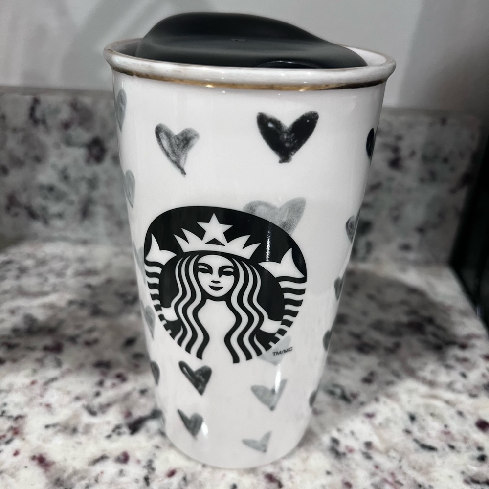 Starbucks Black and White Heart Mug